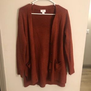 Red cardigan